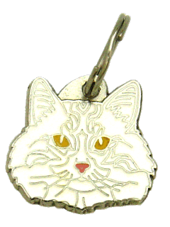 Gatto delle foreste norvegesi bianco - Medagliette per gatti, medagliette per gatti incise, medaglietta, incese medagliette per gatti online, personalizzate medagliette, medaglietta, portachiavi